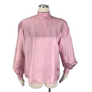 The Ascot Collection by Lady Arrow 14 Top Vintage 70s Cut Out High Neck Vtg Pink